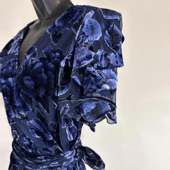 Anthropologie Hutch Short Sleeve Velvet Burnout Wrap Floral Maxi Dress ZOLA - XL - Picture 8 of 15